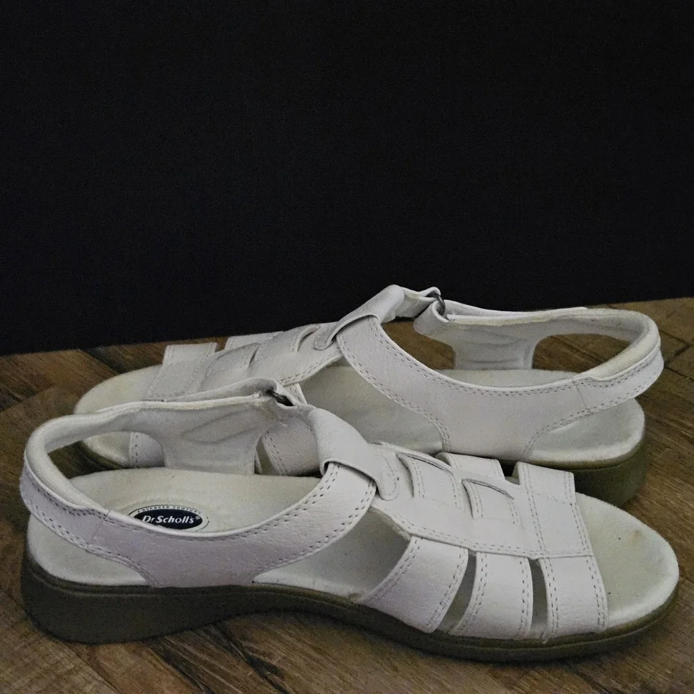 Dr‎ Scholls Sandals Womens 7.5 M Double Air Pillo Fisherman White Adjustable